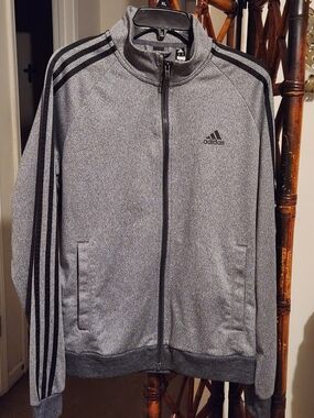 adidas Gray and Black Men's Full-Zip Track Jacket